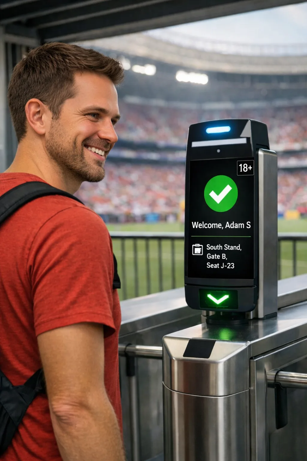 Gate verification device showing a successful supporter check